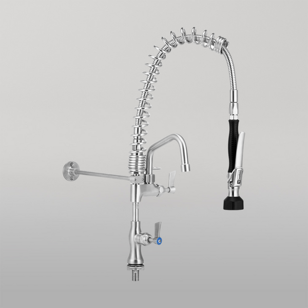 3monkeez Compact Stainless Steel Single Bench Mount Pre-Rinse with 6-inch Pot Filler