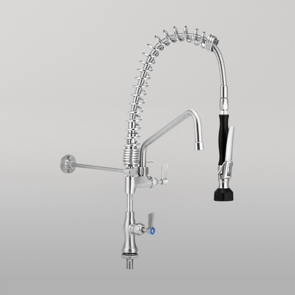 3monkeez Commercial Kitchen Mixer with Pre-Rinse and 12-inch Pot Filler Single Mixer