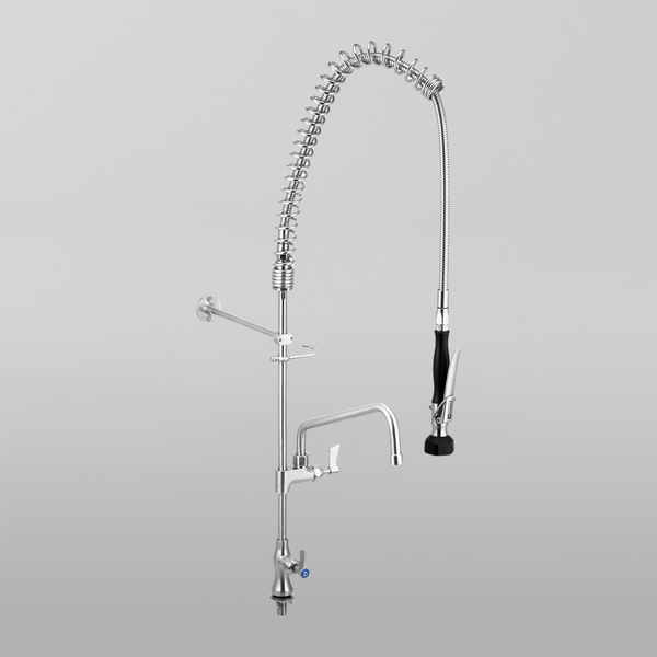 3monkeez Stainless Steel Single Bench Mount Pre-Rinse with 12-inch Pot Filler