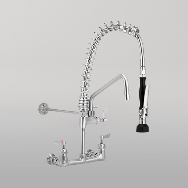 3monkeez Compact Stainless Steel Exposed Wall Mounted Pre Rinse Unit With 12-inch Pot Filler