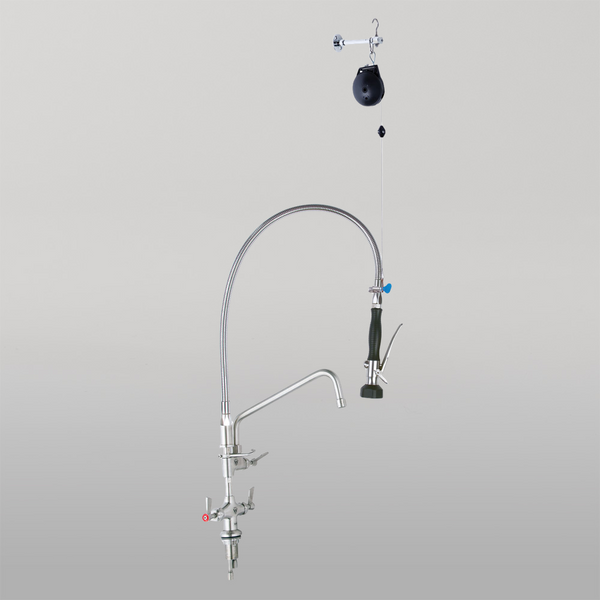 3monkeez Stainless Steel Line Retractor Dual Hob Mounted Pre Rinse Unit With12-inch Pot Filler