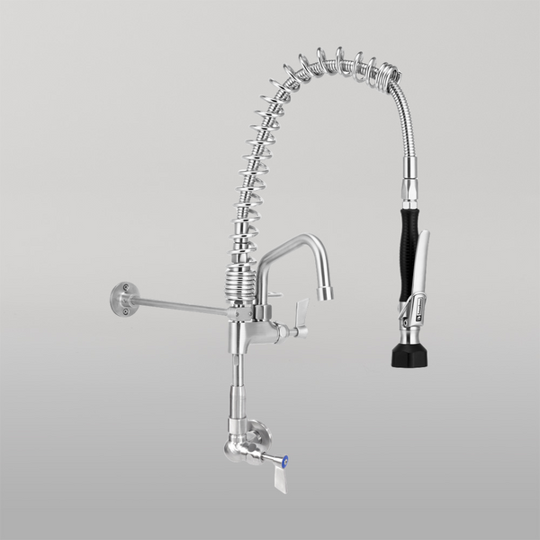 3monkeez Compact Stainless Steel Single Wall Mount Pre-Rinse with 6-inch Pot Filler