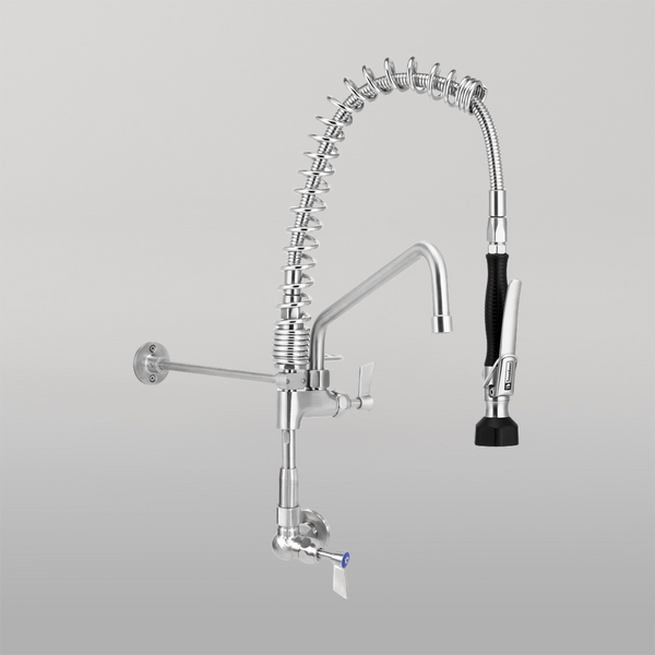 3monkeez Compact Stainless Steel Single Wall Mount Pre-Rinse with 12-inch Pot Filler