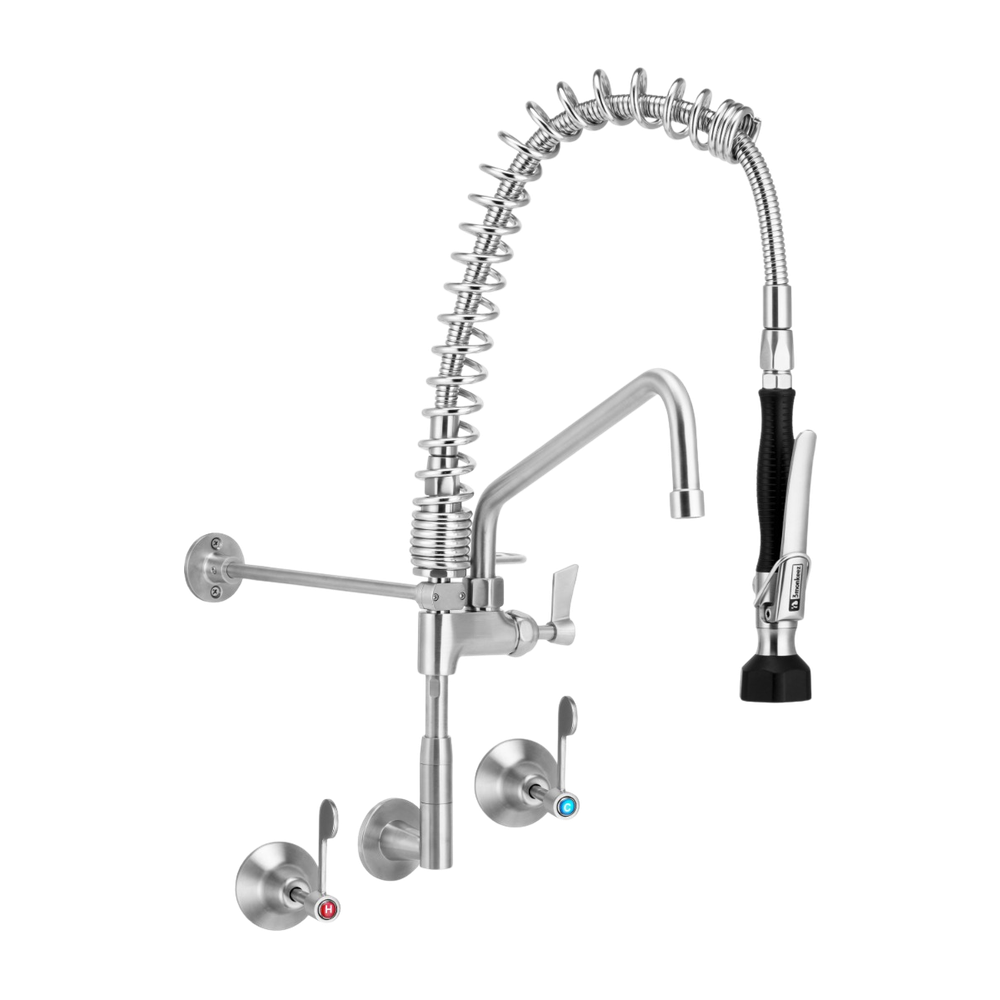 3monkeez Compact Stainless Steel Wall Stops And Elbow Pre Rinse Unit W ...