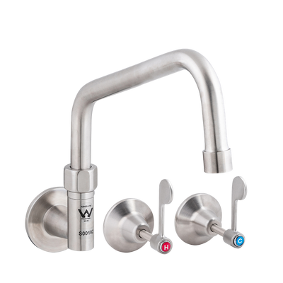 3monkeez Stainless Steel Wall Stops and Elbow with 8-inch Spout