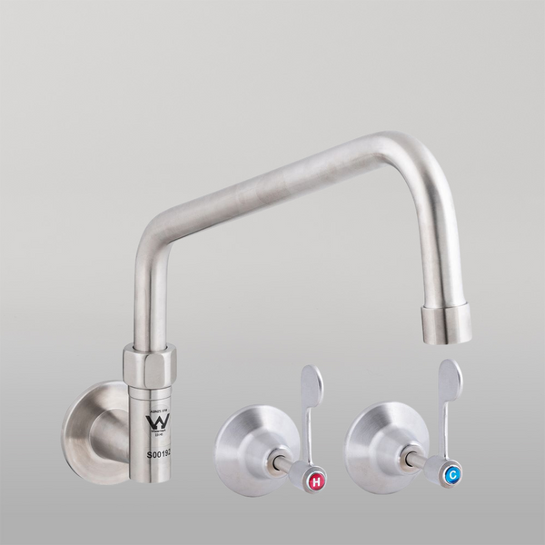 3monkeez Stainless Steel Wall Stops and Elbow with 12-inch Spout