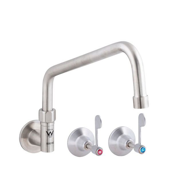 3monkeez Stainless Steel Wall Stops and Elbow with 12-inch Spout