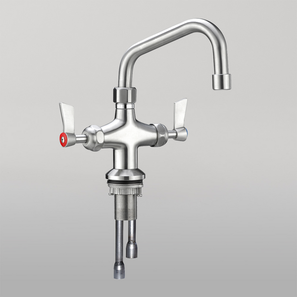 3monkeez Stainless Steel Dual Bench Mount Tap Body with 8-inch Spout