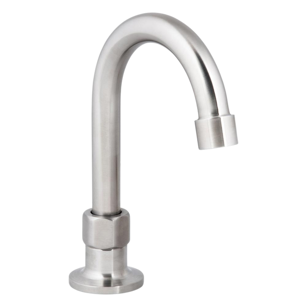 3monkeez Stainless Steel Single Bench Mount No Stops with 7-inch Gooseneck Spout