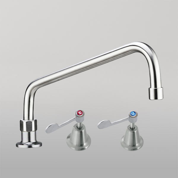 3monkeez Stainless Steel Bench Mount and Basin Stops with 12-inch Spout