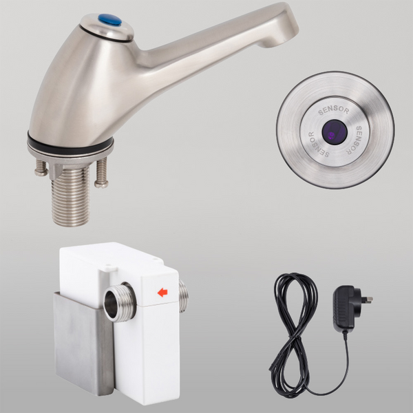 3monkeez Pillar Tap with Wall-Mount Sensor Mains Operated