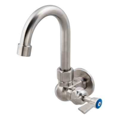3monkeez Stainless Steel Single Wall Mount Body with Single Control and 7-inch Gooseneck Swivel Spout