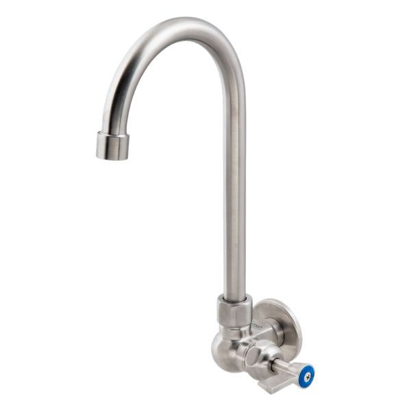 3monkeez Stainless Steel Single Wall Mount Body with Single Control and 12-inch Gooseneck Swivel Spout