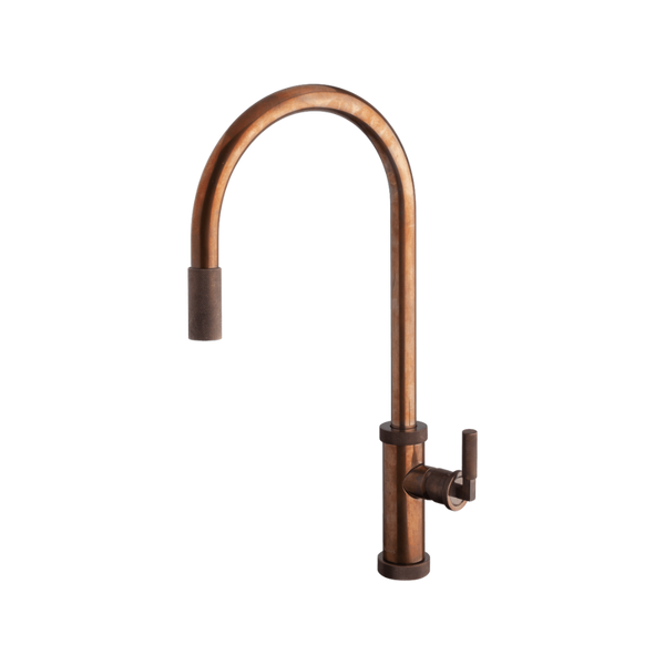 Armando Vicario Urban D Pull Out Kitchen Mixer Natural Brass Lead Free