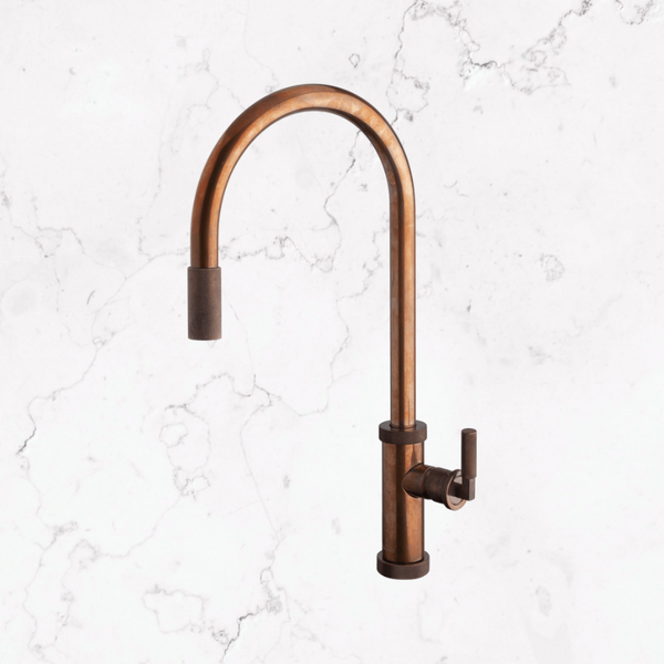 Armando Vicario Urban D Pull Out Kitchen Mixer Natural Brass Lead Free