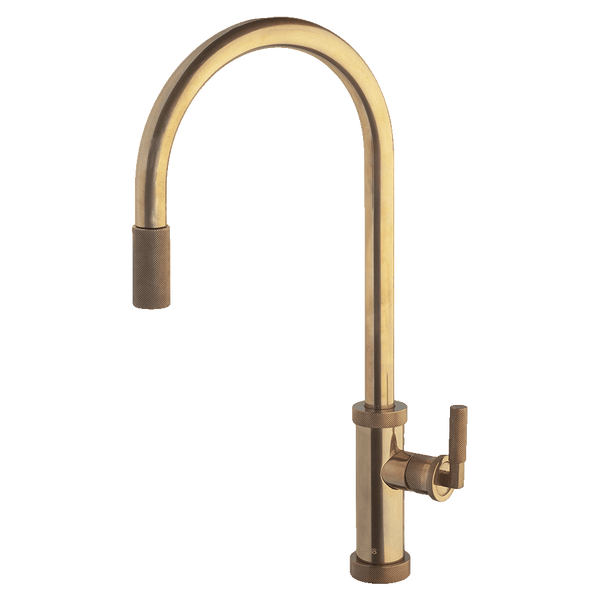 Armando Vicario Urban D Pull Out Kitchen Mixer Natural Brass