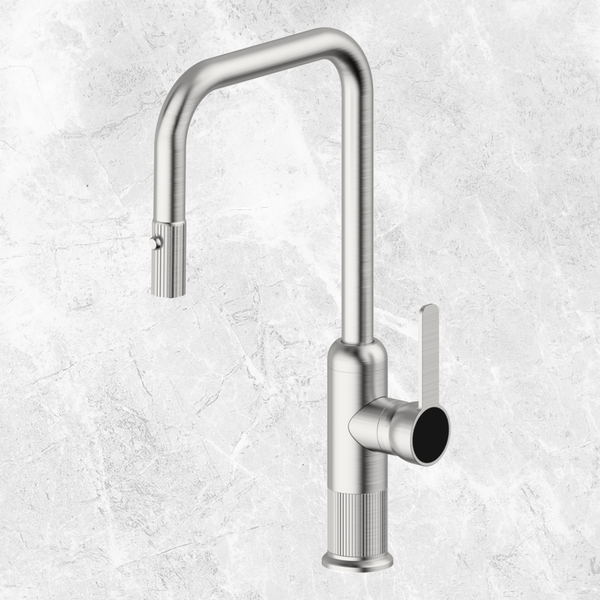 Armando Vicario Lumiere Pull Out Kitchen Mixer Dual Spray Brushed Nickel Lead Free