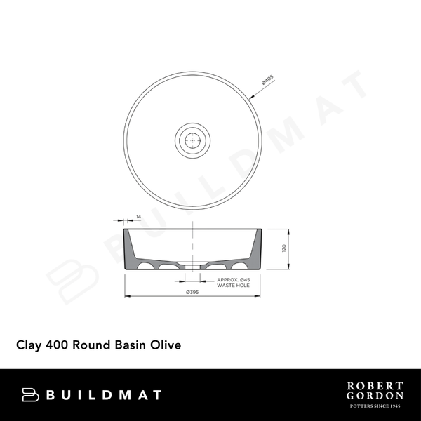 Robert Gordon Clay 400 Round Hand Basin Olive