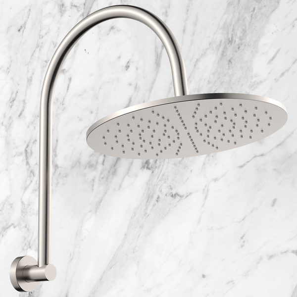 Fienza Empire Slim Curved Shower Arm Set Brushed Nickel