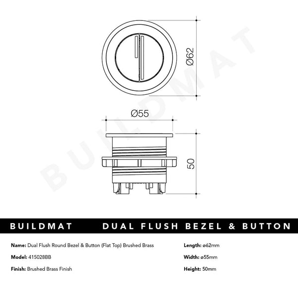 Caroma Dual Flush Round Bezel & Button Brushed Brass