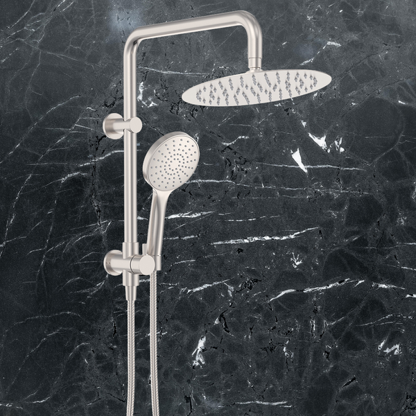 Fienza Kaya Twin Half-Rail Shower Brushed Nickel