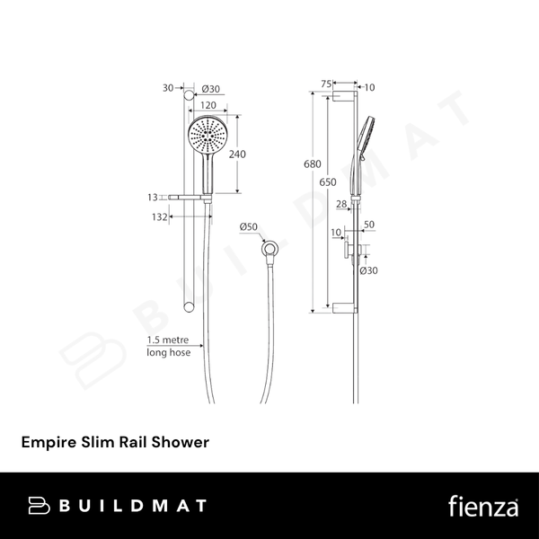 Fienza Empire Slim Rail Shower Urban Brass