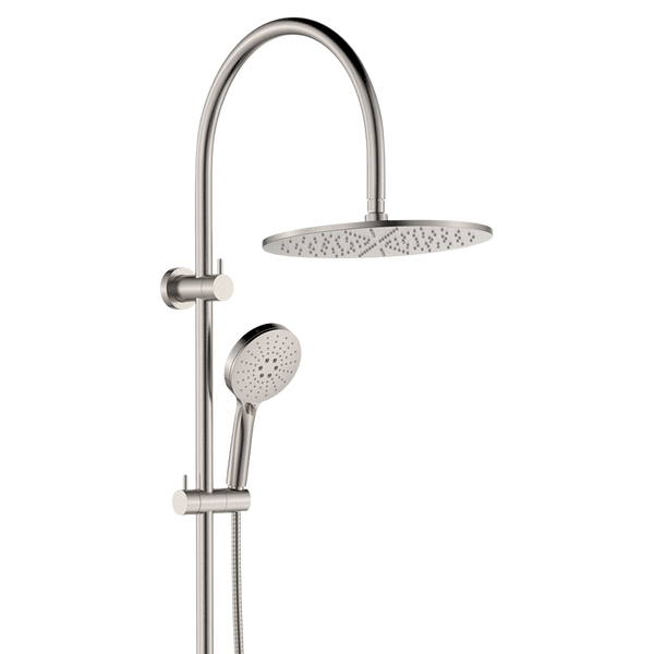 Fienza Empire Slim Curved Twin Shower Brushed Nickel