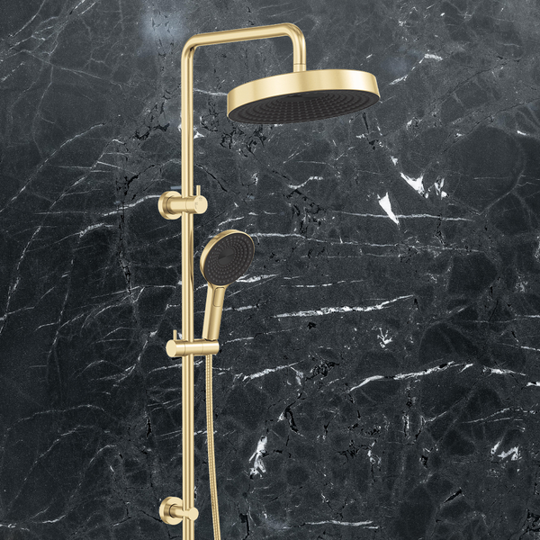 Fienza Kuro Twin Shower Round Head Urban Brass