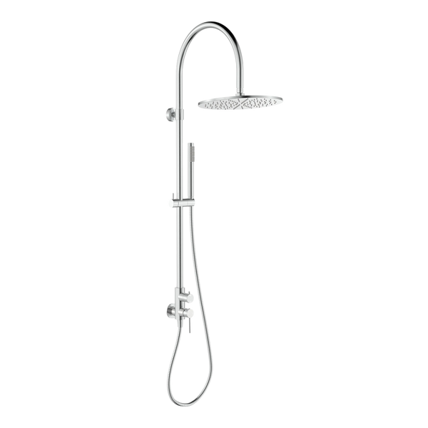 Fienza Kaya Wall Mounted Outdoor Twin Shower Brushed Stainless Steel