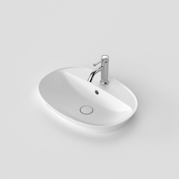 Caroma Riviere Inset Basin with Overflow (1 Tap Hole) Matte White