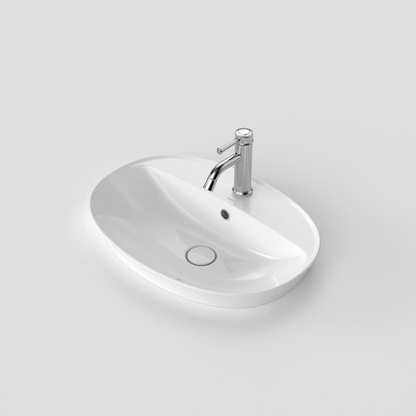 Caroma Riviere Inset Basin with Overflow (1 Tap Hole) Gloss White