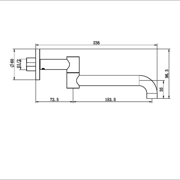 Nero Mecca Wall Mounted Swivel Basin/Bath Spout 225mm Gunmetal