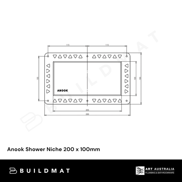 Art Australia Anook Shower Niche 200 x 100mm Brushed Gold