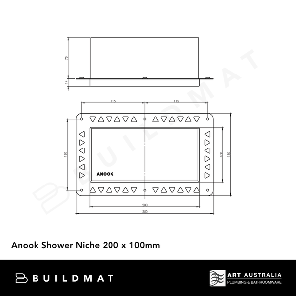 Art Australia Anook Shower Niche 400 x 300mm Black Ace