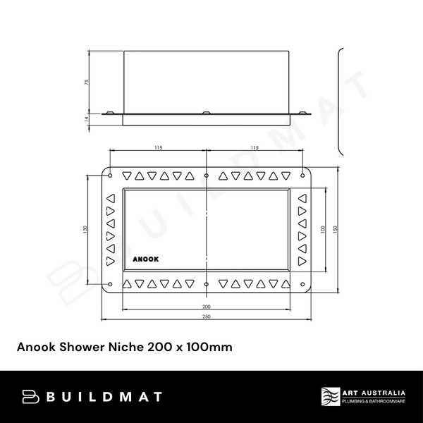 Art Australia Anook Shower Niche 200 x 100mm Titanium Grey
