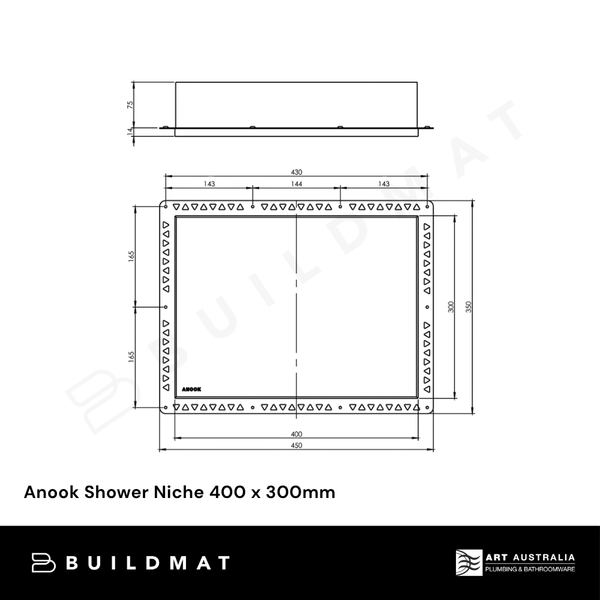 Art Australia Anook Shower Niche 400 x 300mm Polished Stainless