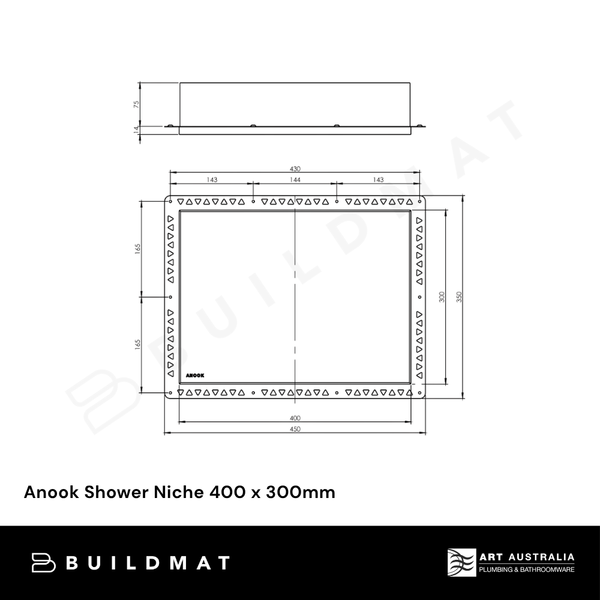 Art Australia Anook Shower Niche 400 x 300mm Brushed Gold