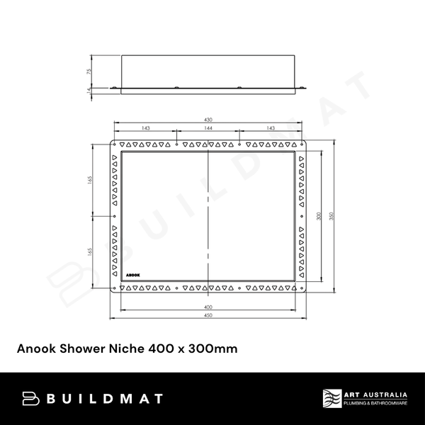 Art Australia Anook Shower Niche 400 x 300mm Titanium Grey