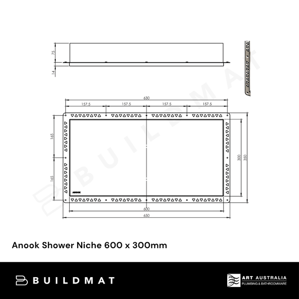Art Australia Anook Shower Niche 600 x 300mm Brushed Nickel