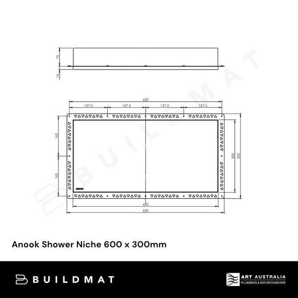 Art Australia Anook Shower Niche 600 x 300mm Appliance White