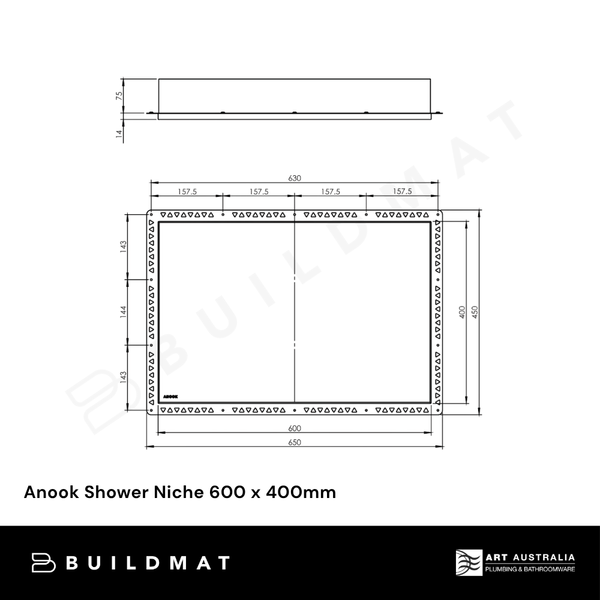 Art Australia Anook Shower Niche 600 x 400mm Polished Stainless