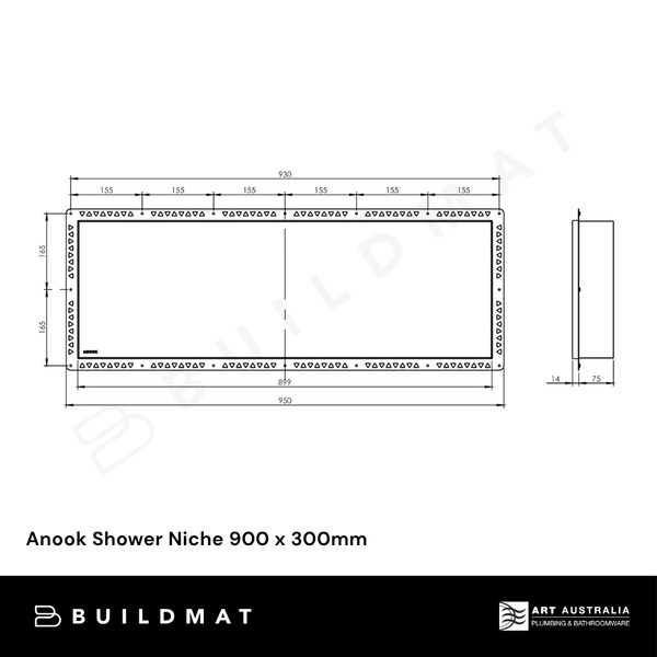 Art Australia Anook Shower Niche 900 x 300mm Titanium Grey