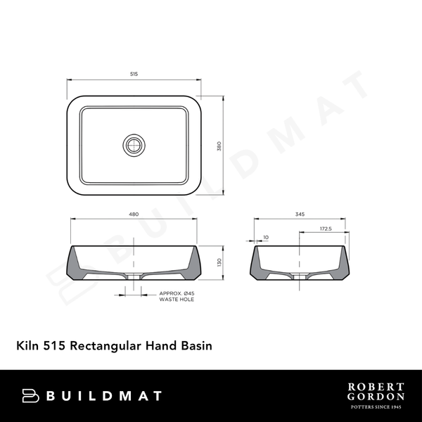 Robert Gordon Kiln 515 Rectangular Hand Basin Sand