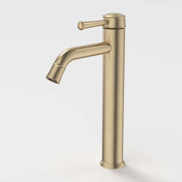 Caroma Riviere Tower Basin Mixer Brushed Brass Lead Free