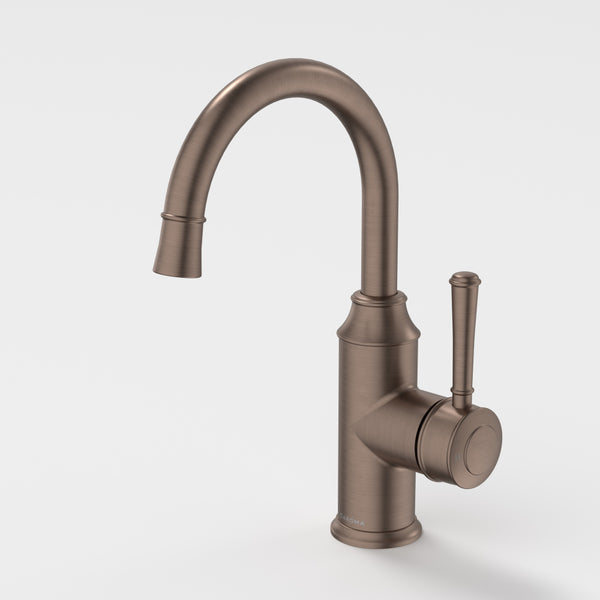 Caroma Riviere Gooseneck Basin Mixer Brushed Bronze Lead Free