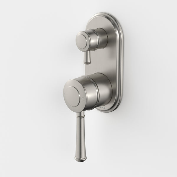 Caroma Riviere Bath/Shower Mixer With Diverter (Complete Kit) Brushed Nickel