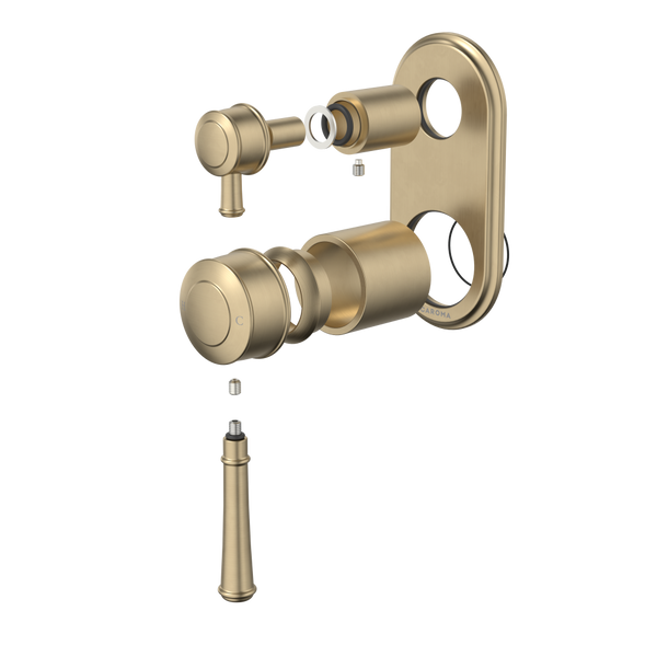 Caroma Riviere Bath/Shower Mixer With Diverter (Trim Kit Only) Brushed Brass