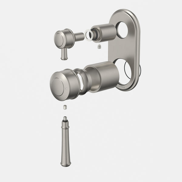 Caroma Riviere Bath/Shower Mixer With Diverter (Trim Kit Only) Brushed Nickel