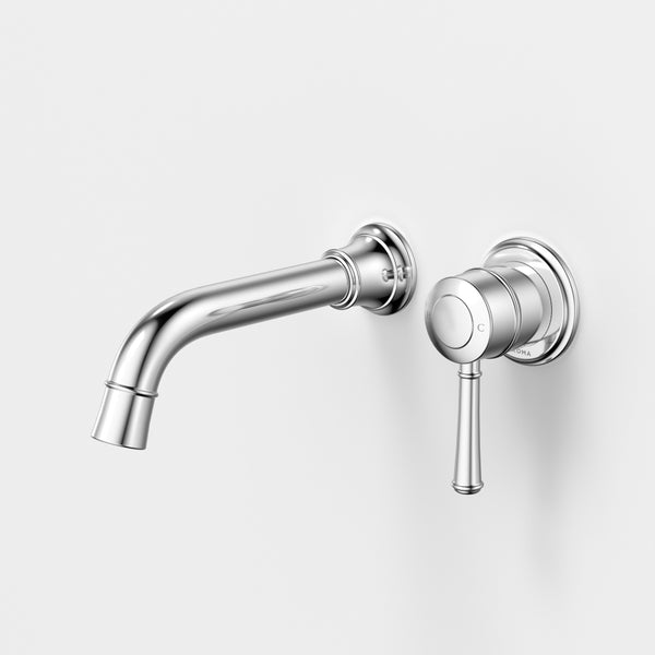 Caroma Riviere Wall Basin/Bath Mixer 175mm (Complete Kit) Chrome Lead Free