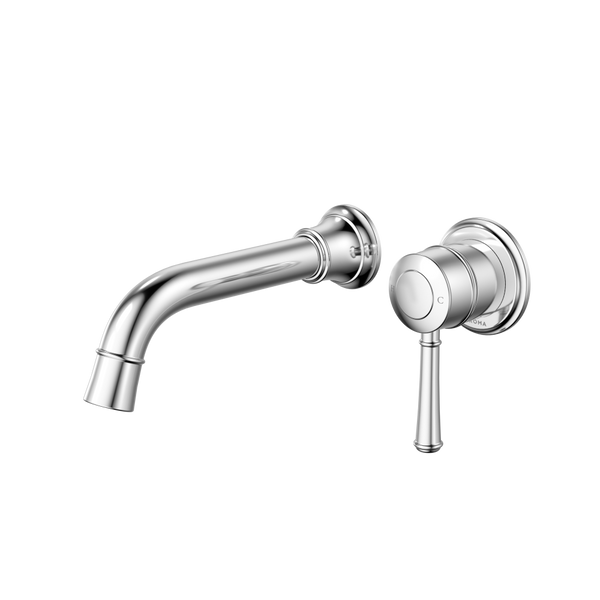Caroma Riviere Wall Basin/Bath Mixer 175mm (Complete Kit) Chrome Lead Free